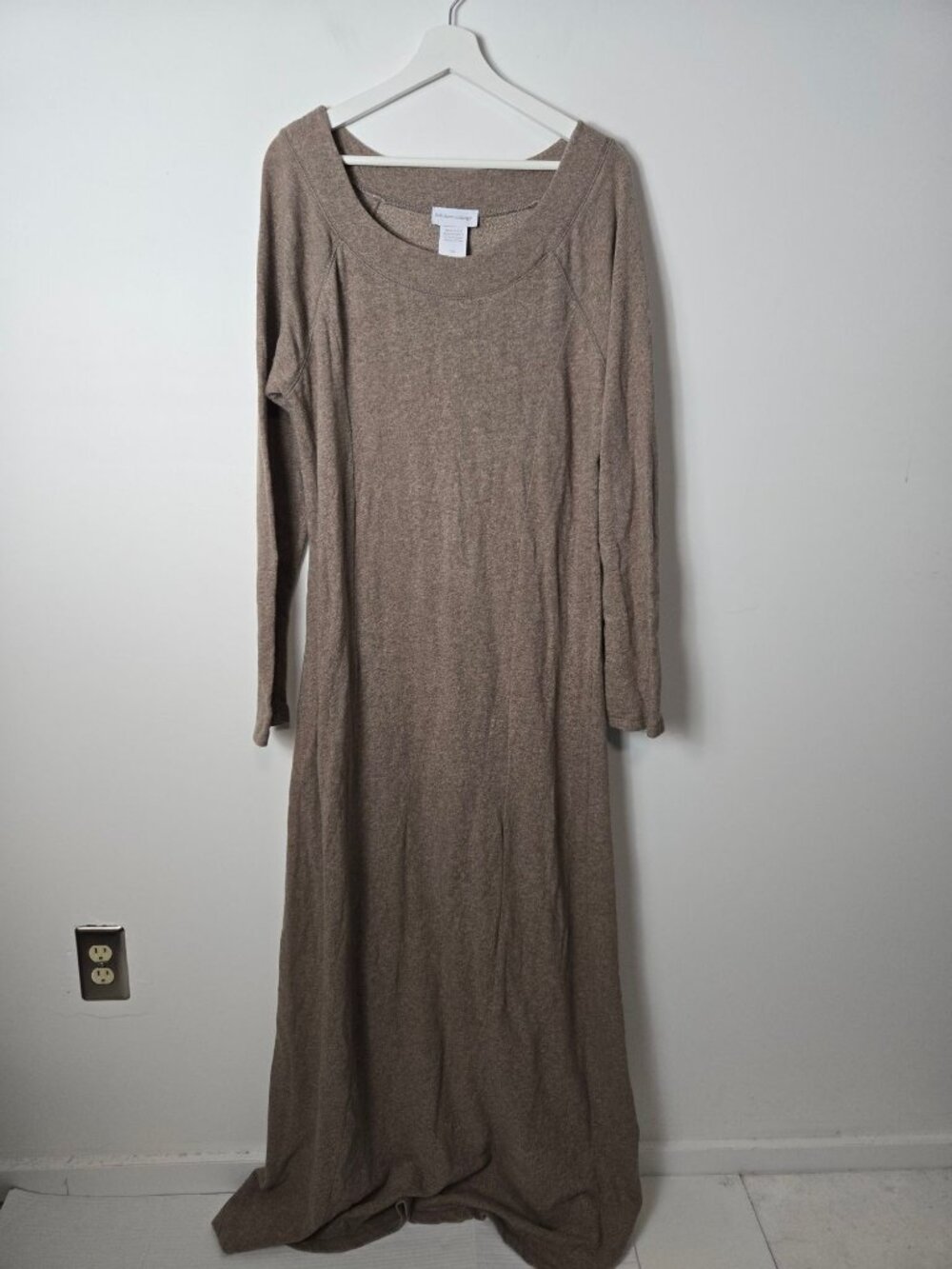 Soft Surroundings Size Tall XL Brown Sweater Dress Round Wide Neck Long Sleeves